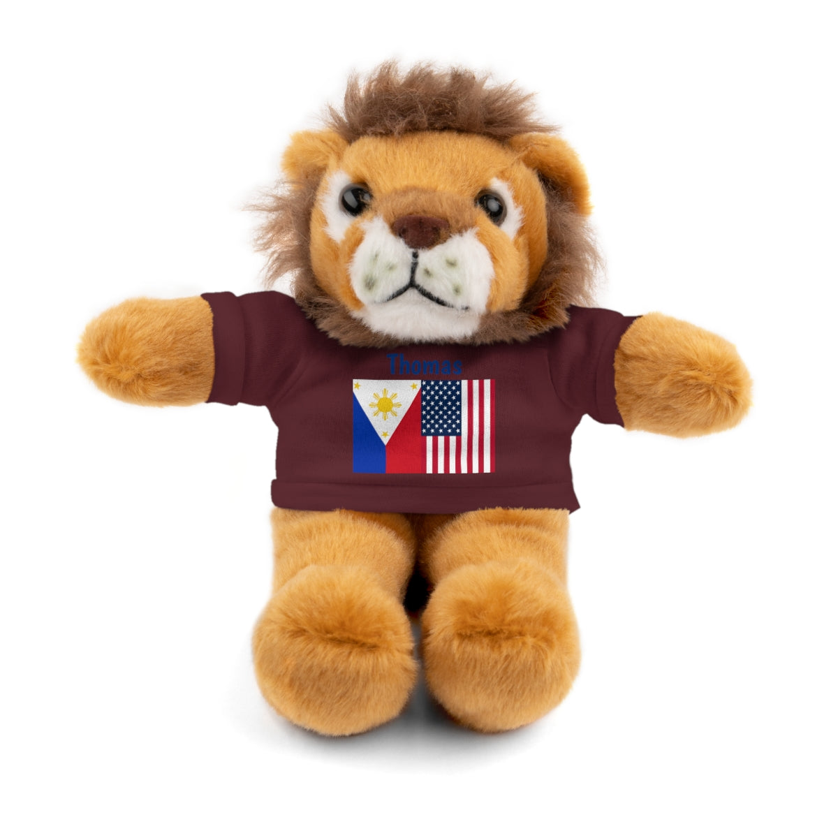 Personalized Filipino Stuffed Animal Toy with Tee | Philippines and USA Flag | Gift for kids and adults | Holiday Gifting