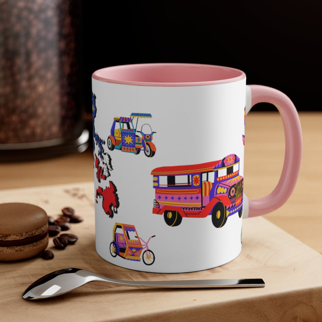 Philippine Inspired Accent Coffee Mug, 11oz | Unique Philippine Filipino Gift Idea for any occassion. Mothers Fathers Day, Birthday Graduation Gift.