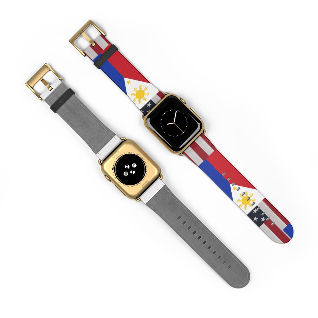 Filipino Philippines USA Mixed flag Watch Band, Philippine Fashion, Fit watch band.Philippine Accesories.