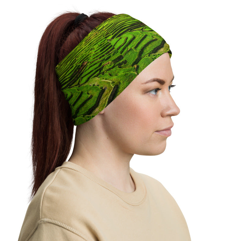 Philippines Rice Terraces Face covering, Face mask, Neck gaiter and Head band in one.