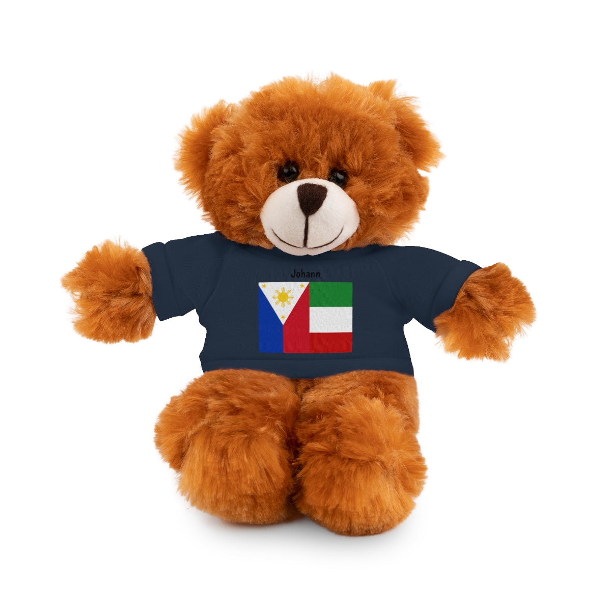 Personalized Filipino Stuffed Animal Toy with Tee | Philippines & Italy Flag | Gift for kids and adults | Holiday Gift idea