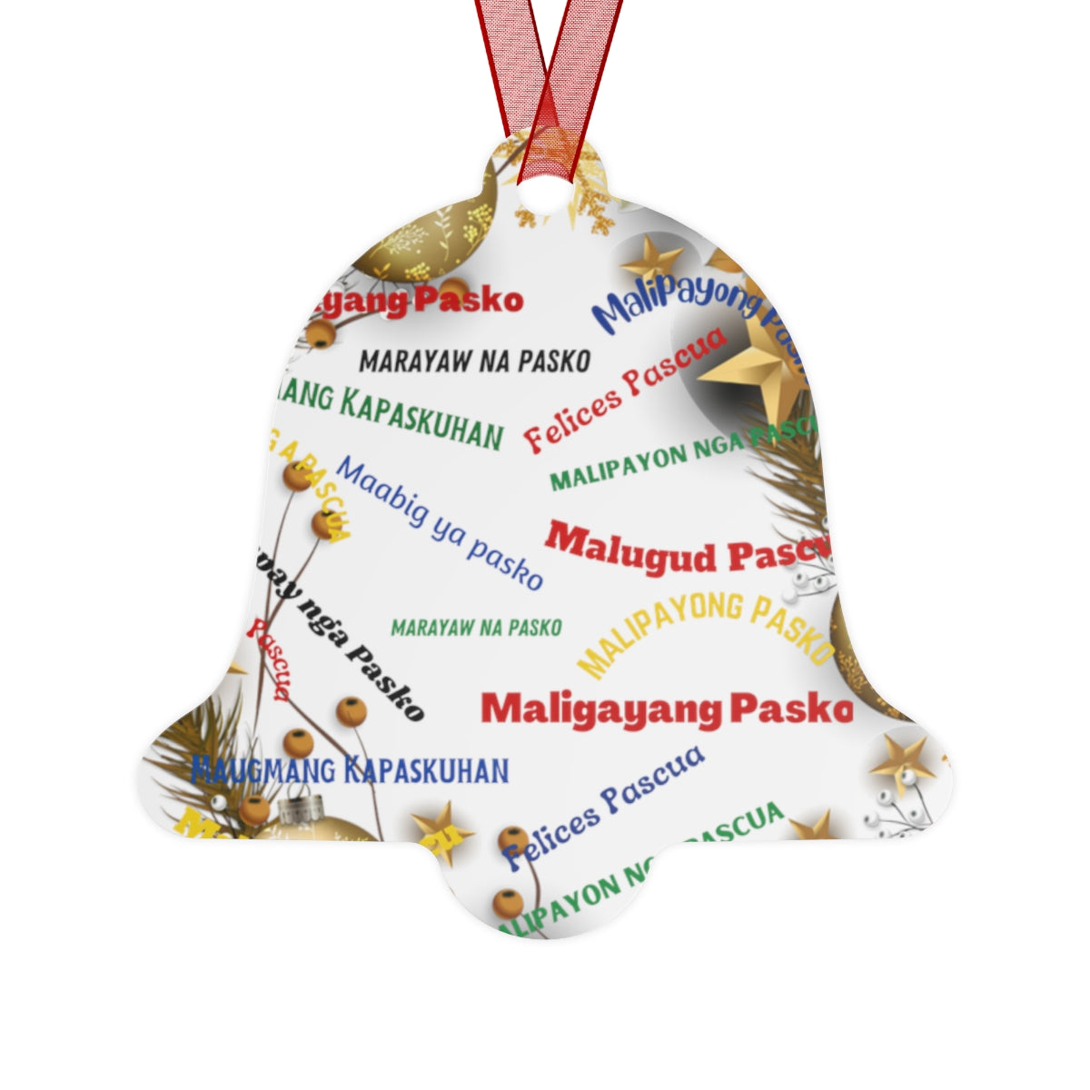 Personalized Filipino Christmas Tree Metal Ornaments, Filipino Christmas Greetings in different native dialects