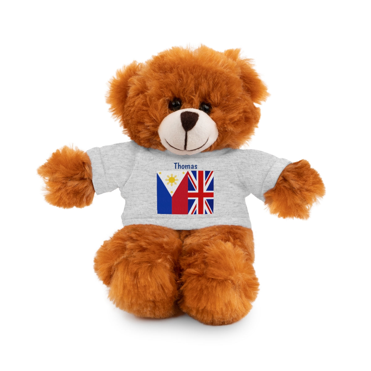 Personalized Filipino Stuffed Animal Toy with Tee | Philippines & UK Flag | Gift for kids and adults | Holiday Gifting idea