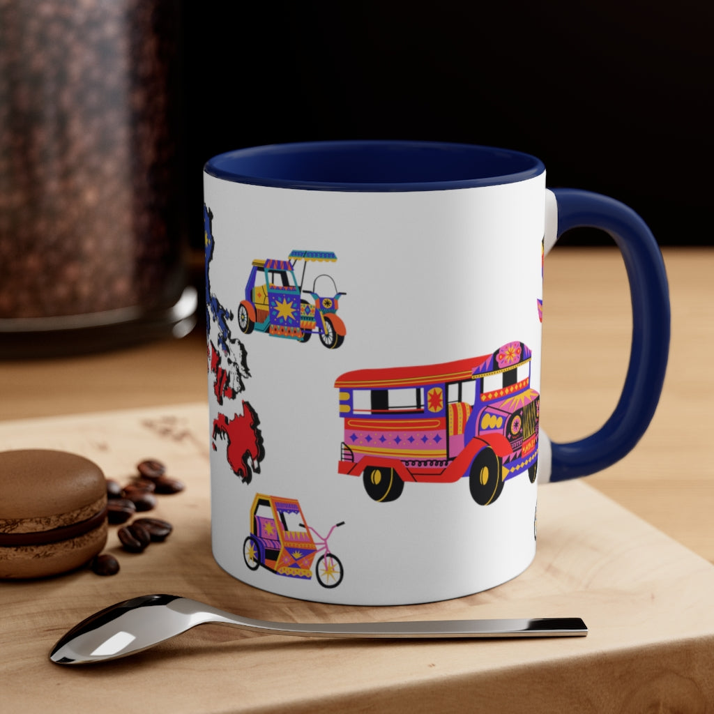 Philippine Inspired Accent Coffee Mug, 11oz | Unique Philippine Filipino Gift Idea for any occassion. Mothers Fathers Day, Birthday Graduation Gift.
