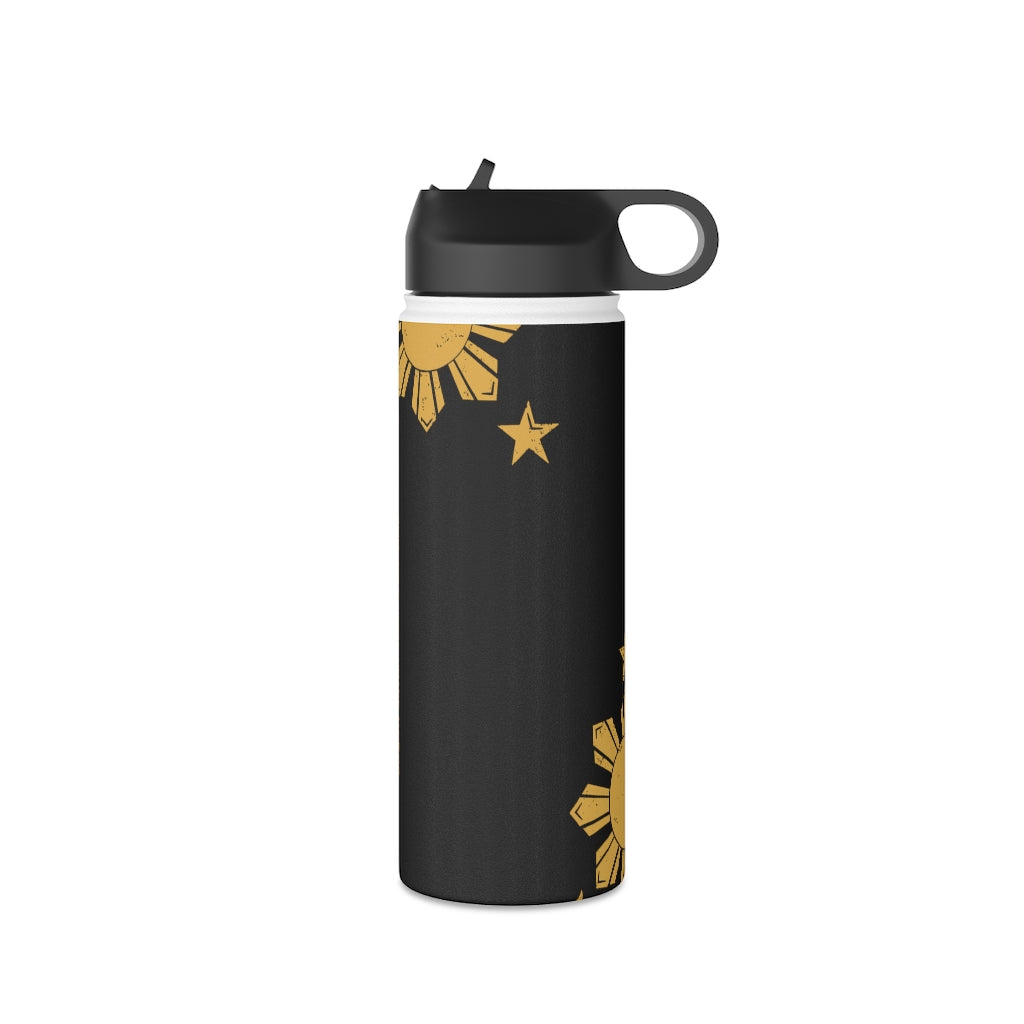 Personalized Philippines Sun and Star Steel Water Bottle, Standard Lid |Summer Travels, Gym watert Bottle, Back to School Water bottle.