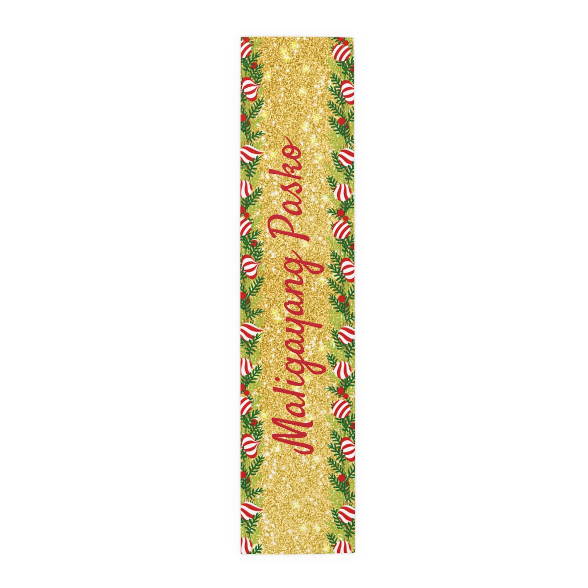 Philippines Filipino Christmas Maligayang Pasko Gold themed Table Runner (Cotton, Poly)