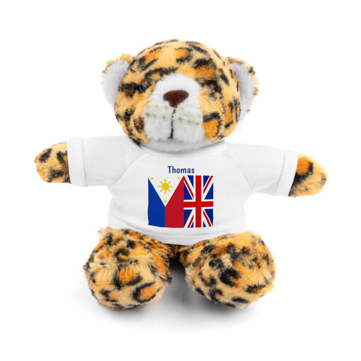 Personalized Filipino Stuffed Animal Toy with Tee | Philippines & UK Flag | Gift for kids and adults | Holiday Gifting idea