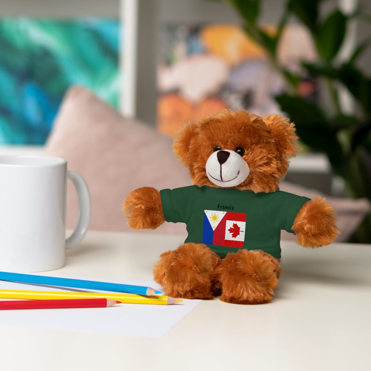 Personalized Filipino Stuffed Animal Toy with Tee | Philippines & Canada Flag | Gift for kids and adults | Holiday Gifting