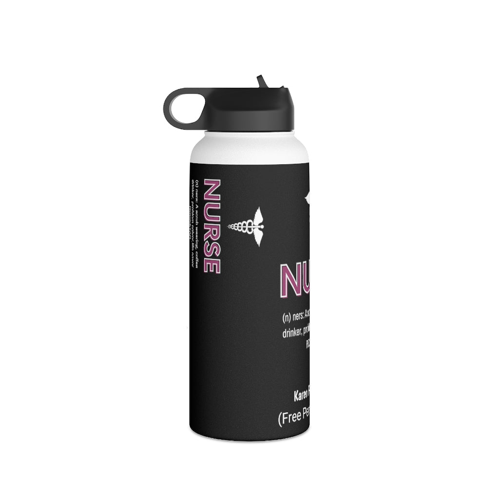 Personalized Nurse Steel Water Bottle, Standard Lid |Summer Travels, Gym water Bottle | Nurse unique Gift idea.