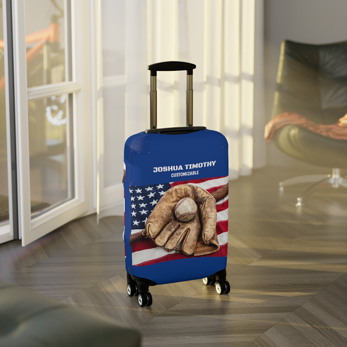 Personalized Baseball Fan Luggage Cover | Suitcase protector | Crisply Printed Washable