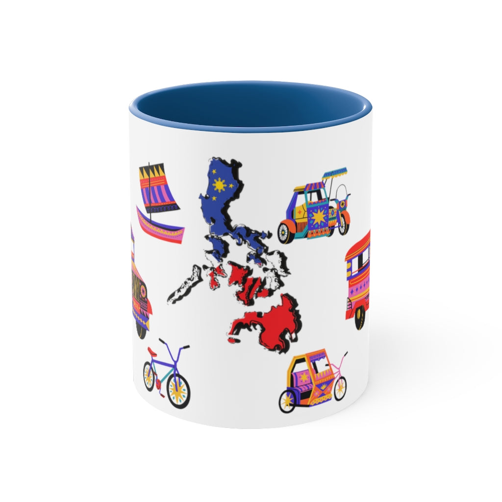 Philippine Inspired Accent Coffee Mug, 11oz | Unique Philippine Filipino Gift Idea for any occassion. Mothers Fathers Day, Birthday Graduation Gift.