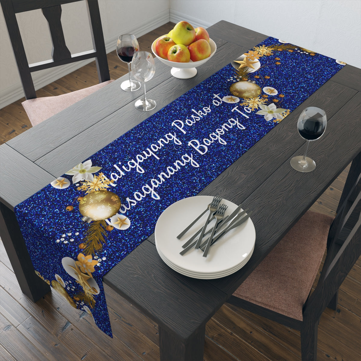 Philippines Filipino Christmas Maligayang Pasko parol themed Table Runner (Cotton, Poly)