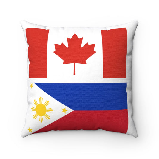 Philppine Canada Flag Throw Pillow, Spun Polyester Square Pillow, Back to Back Philippine Canada Flag