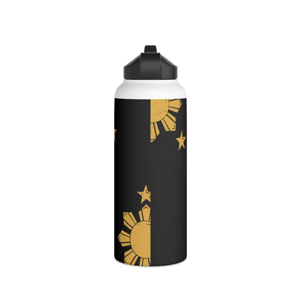 Personalized Philippines Sun and Star Steel Water Bottle, Standard Lid |Summer Travels, Gym watert Bottle, Back to School Water bottle.