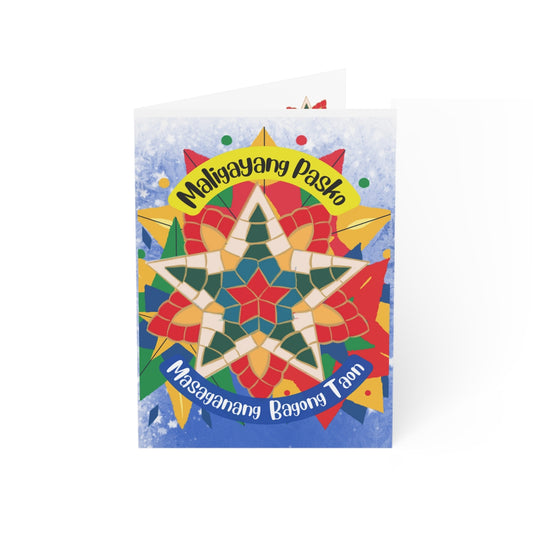 Personalized Filipino Greeting card , Filipino Christmas Lanterns Parol theme Folded Greeting Cards