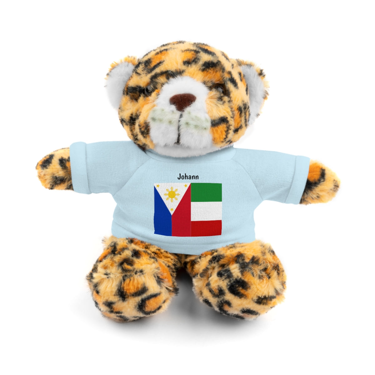 Personalized Filipino Stuffed Animal Toy with Tee | Philippines & Italy Flag | Gift for kids and adults | Holiday Gift idea