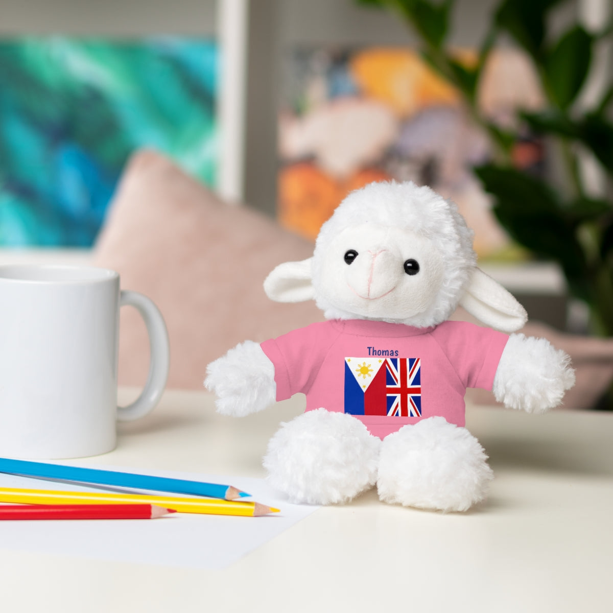 Personalized Filipino Stuffed Animal Toy with Tee | Philippines & UK Flag | Gift for kids and adults | Holiday Gifting idea