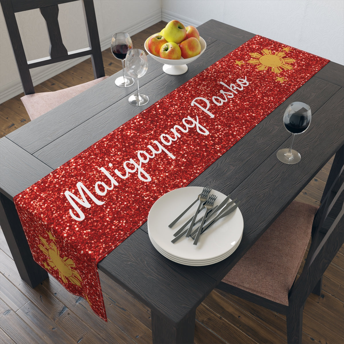 Philippines Filipino Christmas Maligayang Pasko Sun and Star themed Table Runner (Cotton, Poly)