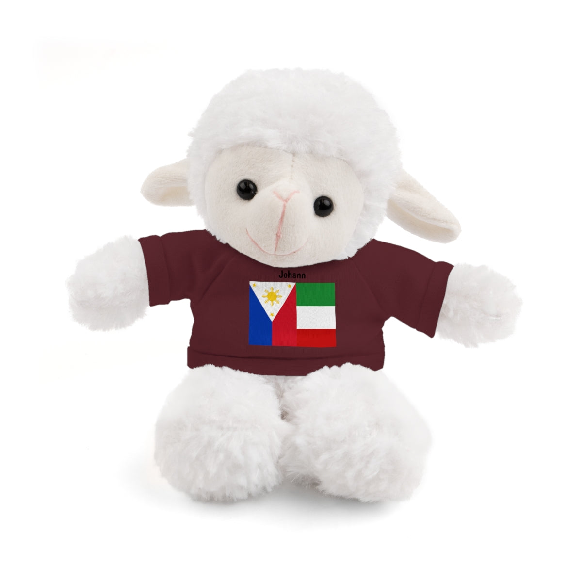 Personalized Filipino Stuffed Animal Toy with Tee | Philippines & Italy Flag | Gift for kids and adults | Holiday Gift idea