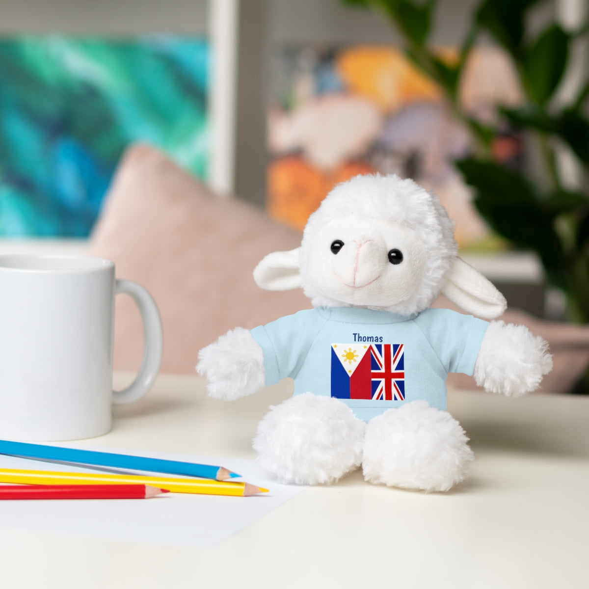 Personalized Filipino Stuffed Animal Toy with Tee | Philippines & UK Flag | Gift for kids and adults | Holiday Gifting idea