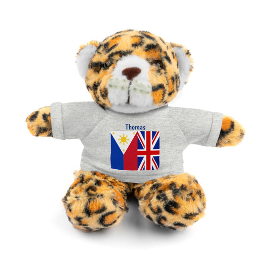 Personalized Filipino Stuffed Animal Toy with Tee | Philippines & UK Flag | Gift for kids and adults | Holiday Gifting idea