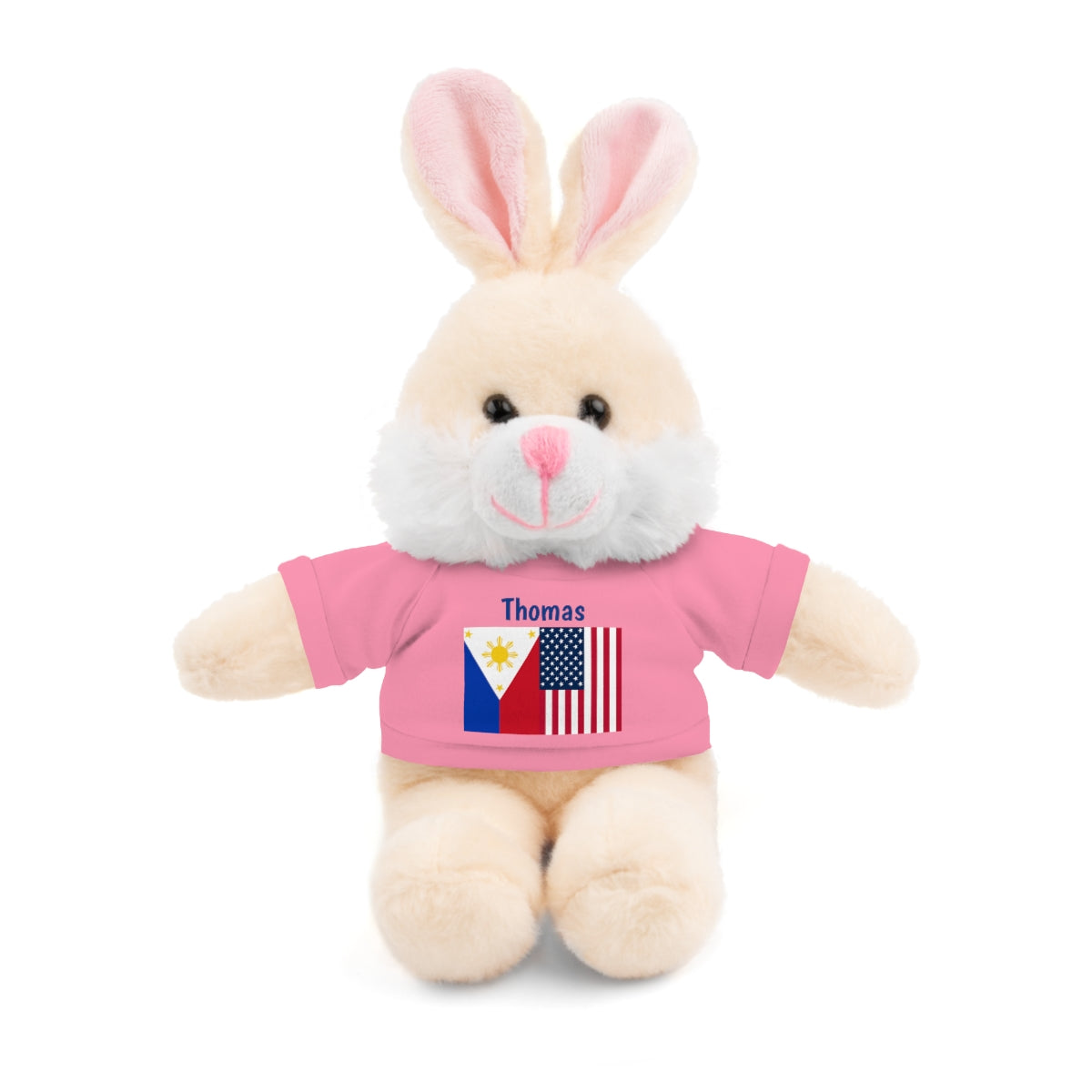 Personalized Filipino Stuffed Animal Toy with Tee | Philippines and USA Flag | Gift for kids and adults | Holiday Gifting