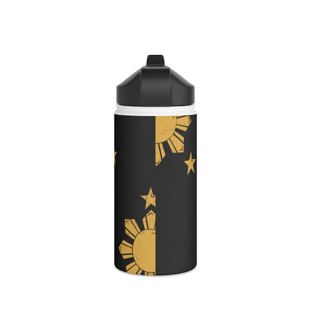 Personalized Philippines Sun and Star Steel Water Bottle, Standard Lid |Summer Travels, Gym watert Bottle, Back to School Water bottle.