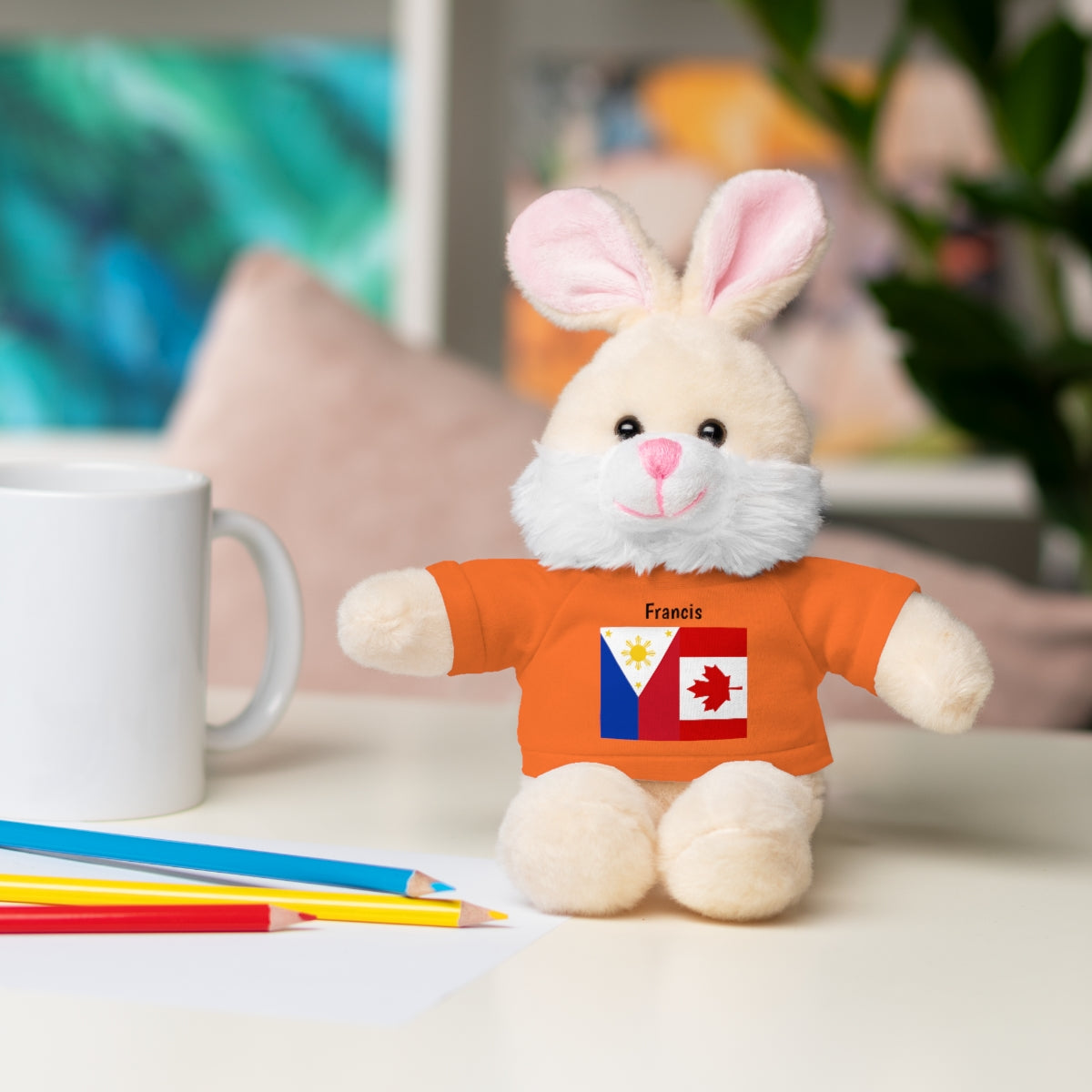Personalized Filipino Stuffed Animal Toy with Tee | Philippines & Canada Flag | Gift for kids and adults | Holiday Gifting