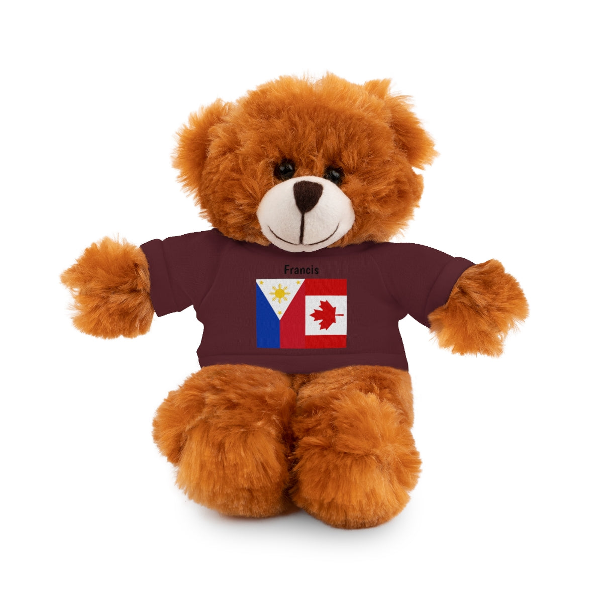 Personalized Filipino Stuffed Animal Toy with Tee | Philippines & Canada Flag | Gift for kids and adults | Holiday Gifting
