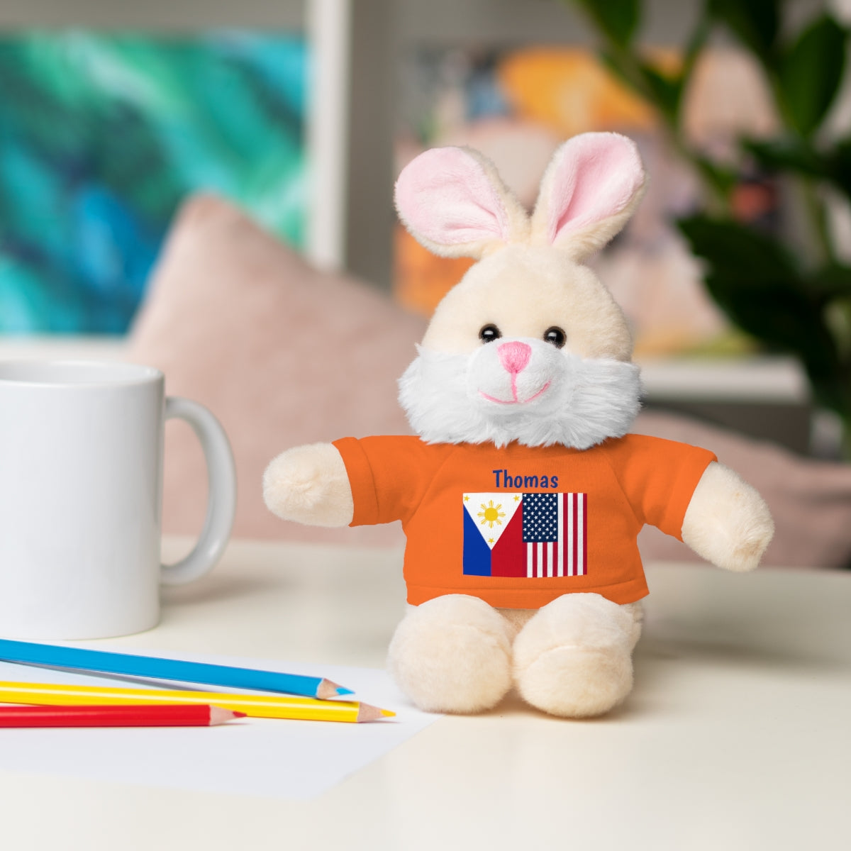Personalized Filipino Stuffed Animal Toy with Tee | Philippines and USA Flag | Gift for kids and adults | Holiday Gifting