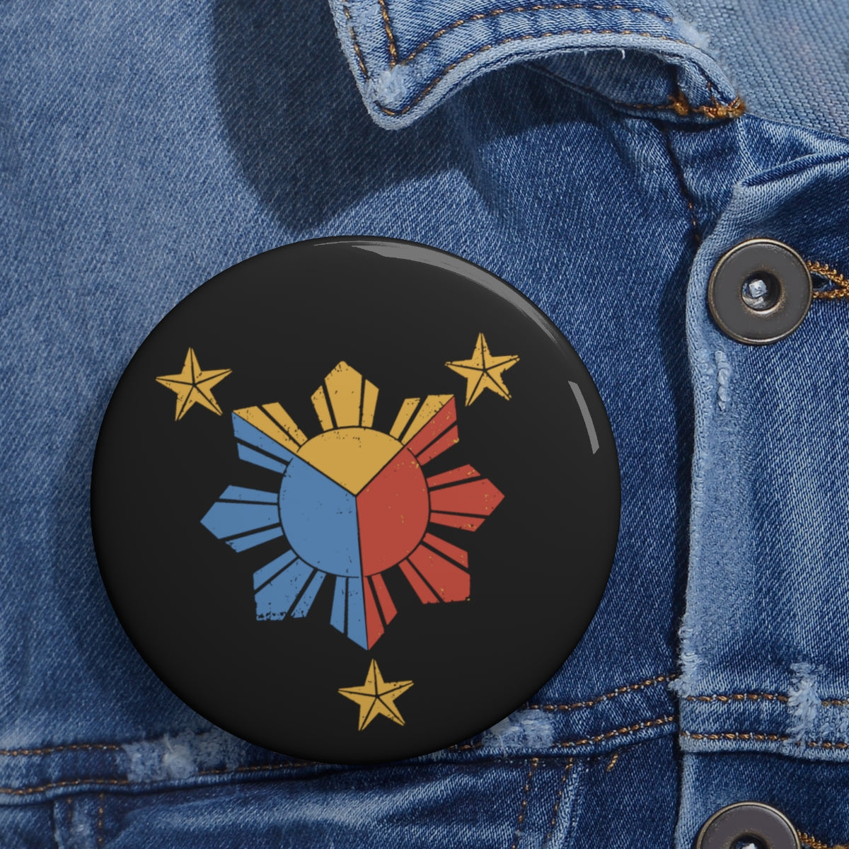 Philippines Filipino Star and Sun Flag Custom Pin Buttons
