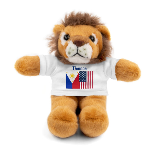 Personalized Filipino Stuffed Animal Toy with Tee | Philippines and USA Flag | Gift for kids and adults | Holiday Gifting