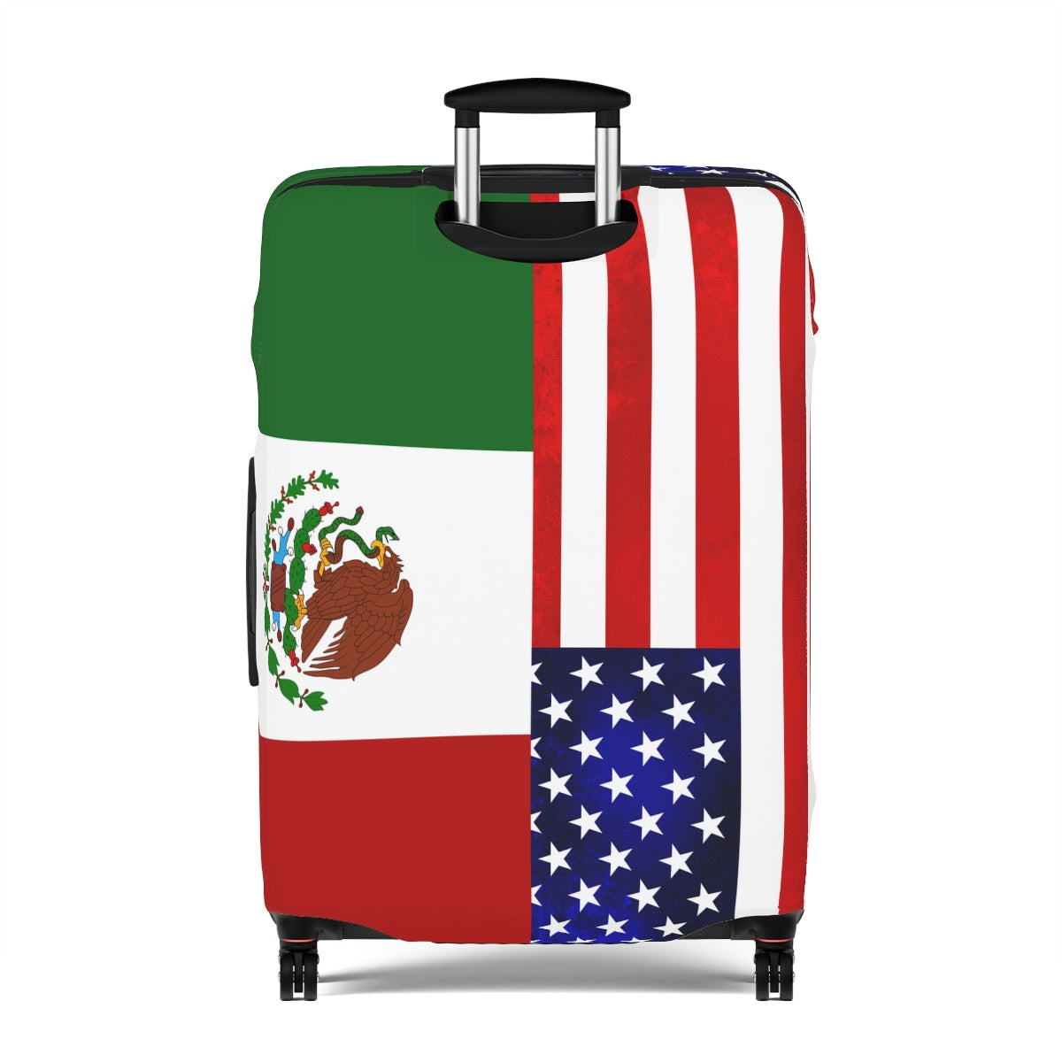 Mexico USA Flag Luggage Cover | Personalized Suitcase Protector | Crisply Printed , Washable.