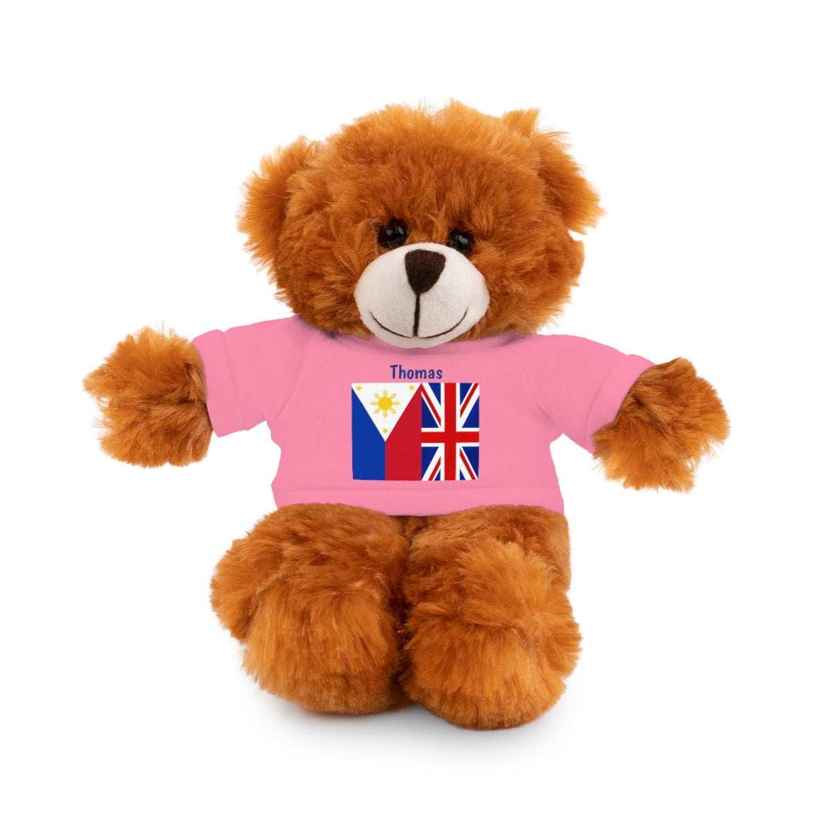 Personalized Filipino Stuffed Animal Toy with Tee | Philippines & UK Flag | Gift for kids and adults | Holiday Gifting idea