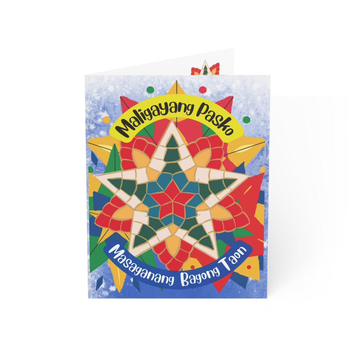 Personalized Filipino Greeting card , Filipino Christmas Lanterns Parol theme Folded Greeting Cards