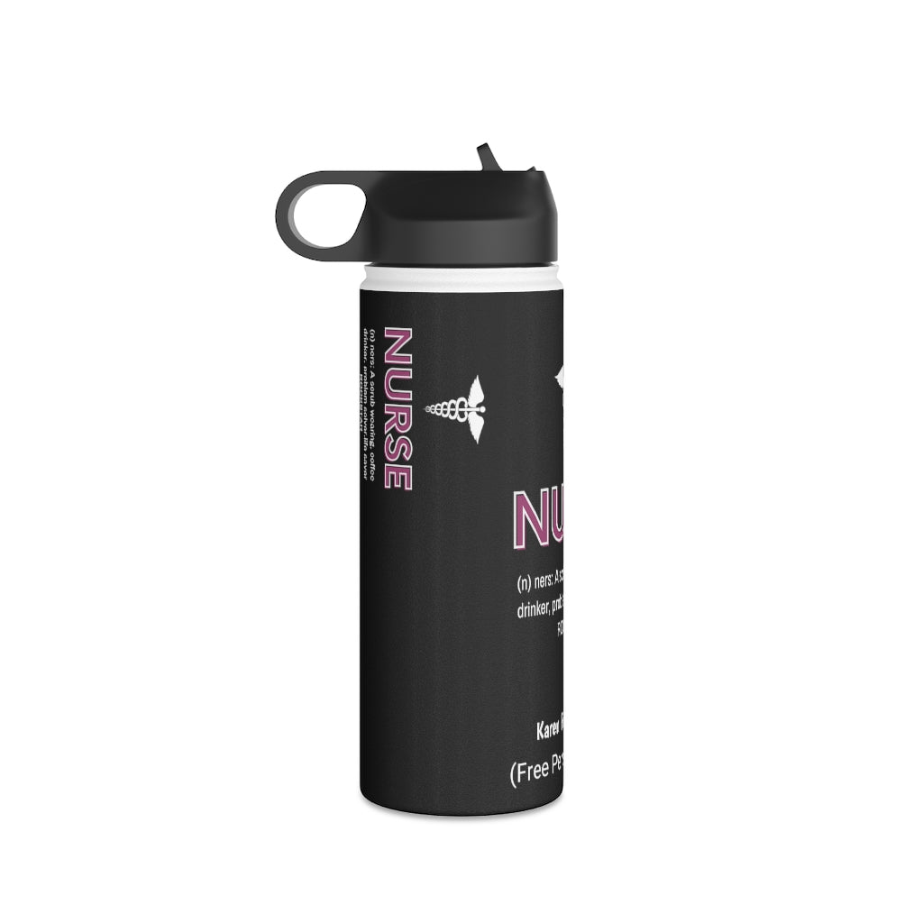 Personalized Nurse Steel Water Bottle, Standard Lid |Summer Travels, Gym water Bottle | Nurse unique Gift idea.