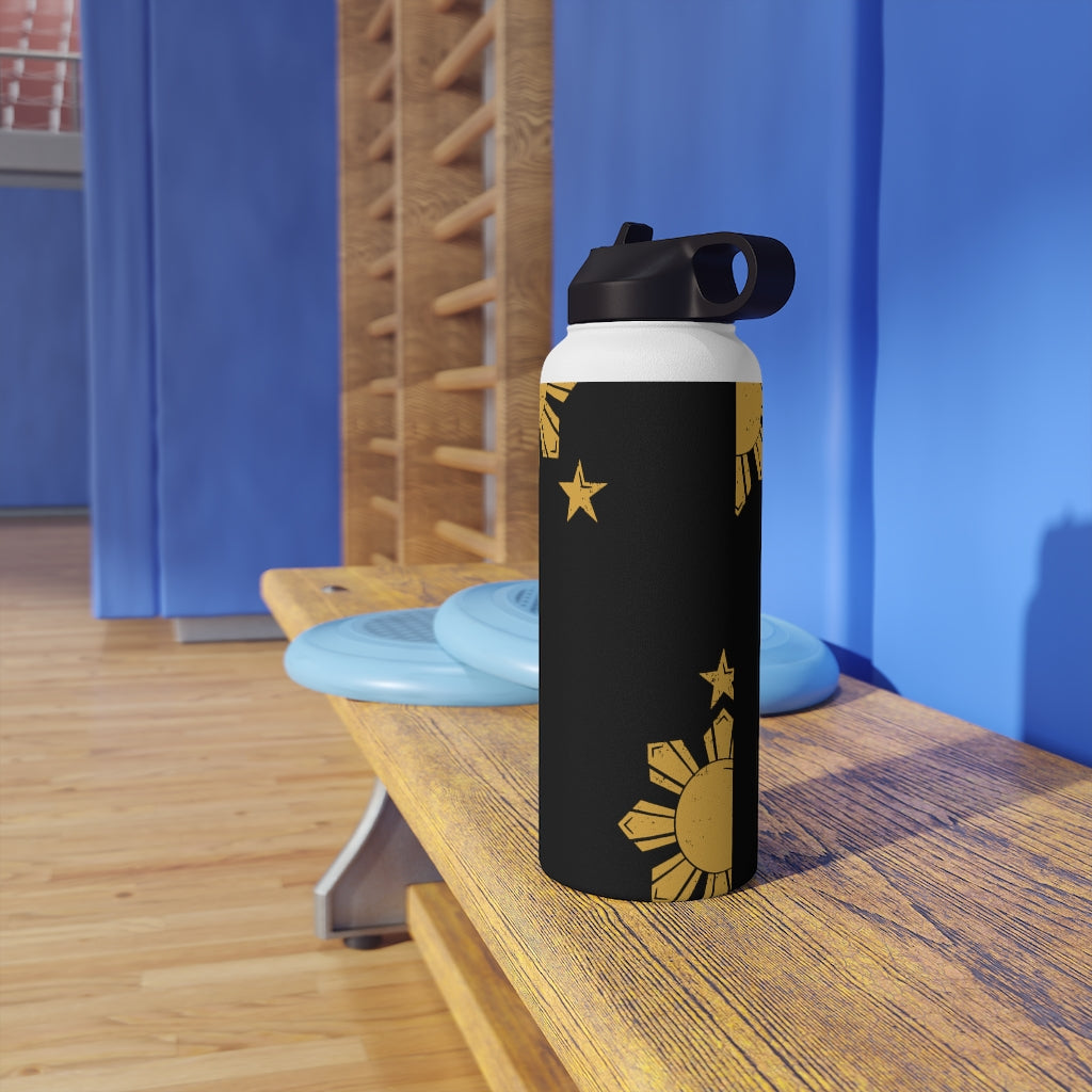 Personalized Philippines Sun and Star Steel Water Bottle, Standard Lid |Summer Travels, Gym watert Bottle, Back to School Water bottle.