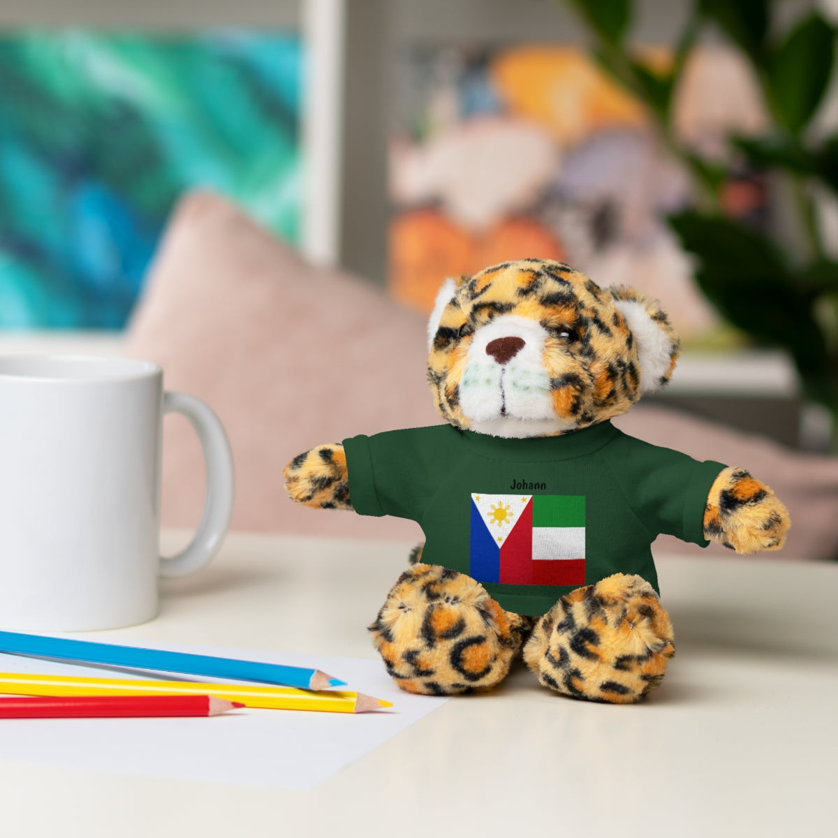 Personalized Filipino Stuffed Animal Toy with Tee | Philippines & Italy Flag | Gift for kids and adults | Holiday Gift idea