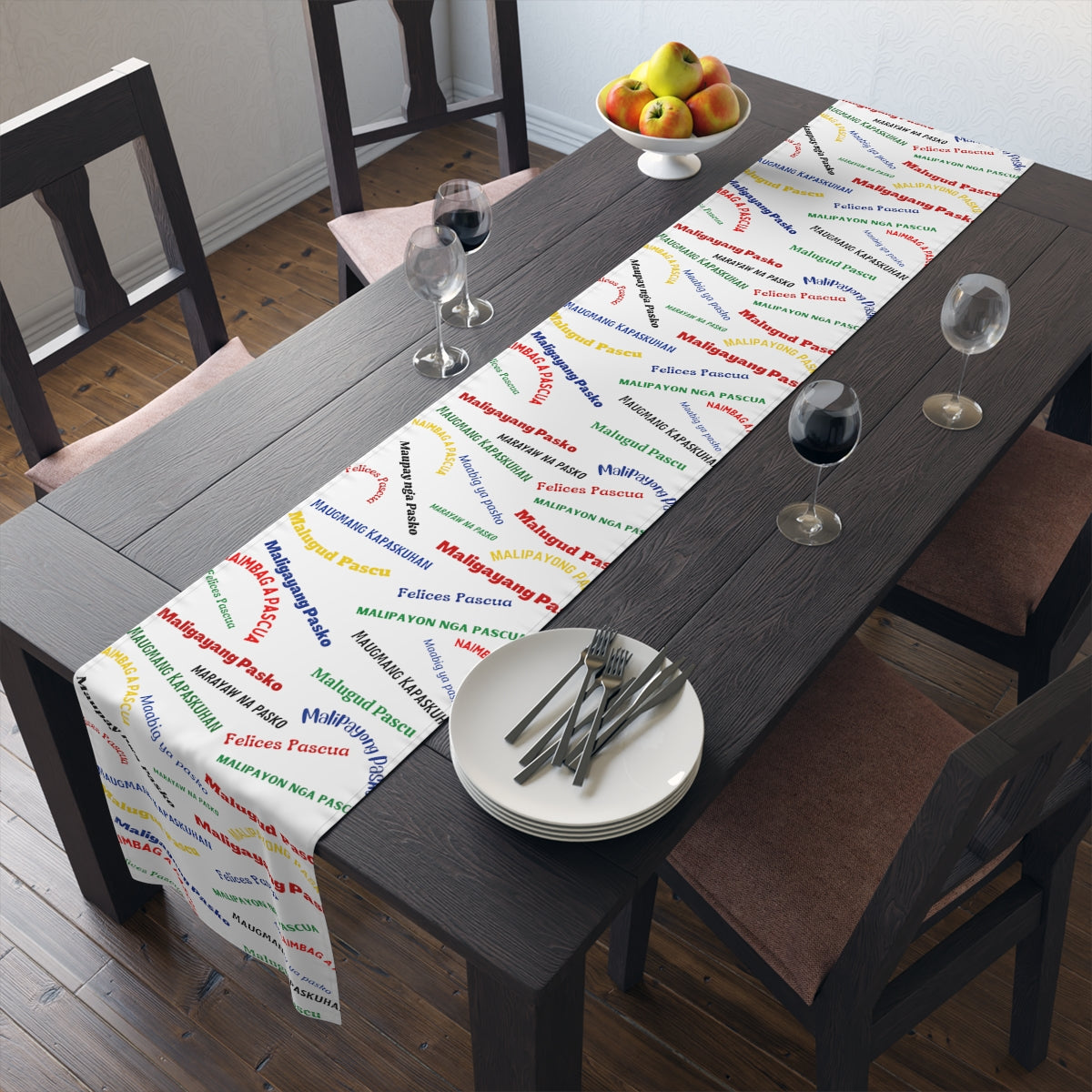 Philippines Filipino Christmas Greetings in different dialects themed Table Runner (Cotton, Poly)