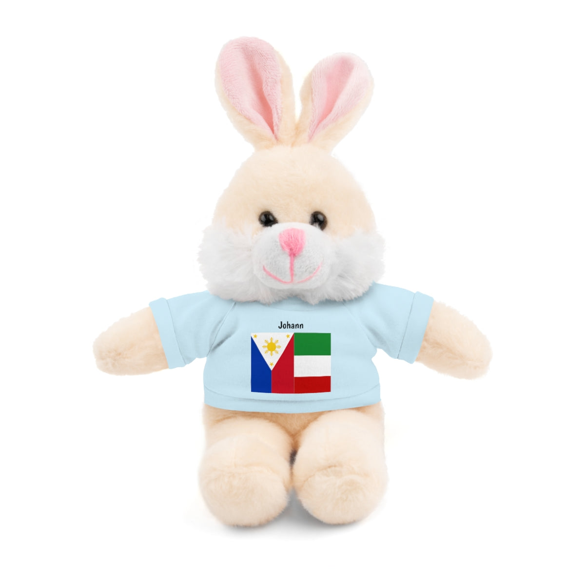 Personalized Filipino Stuffed Animal Toy with Tee | Philippines & Italy Flag | Gift for kids and adults | Holiday Gift idea