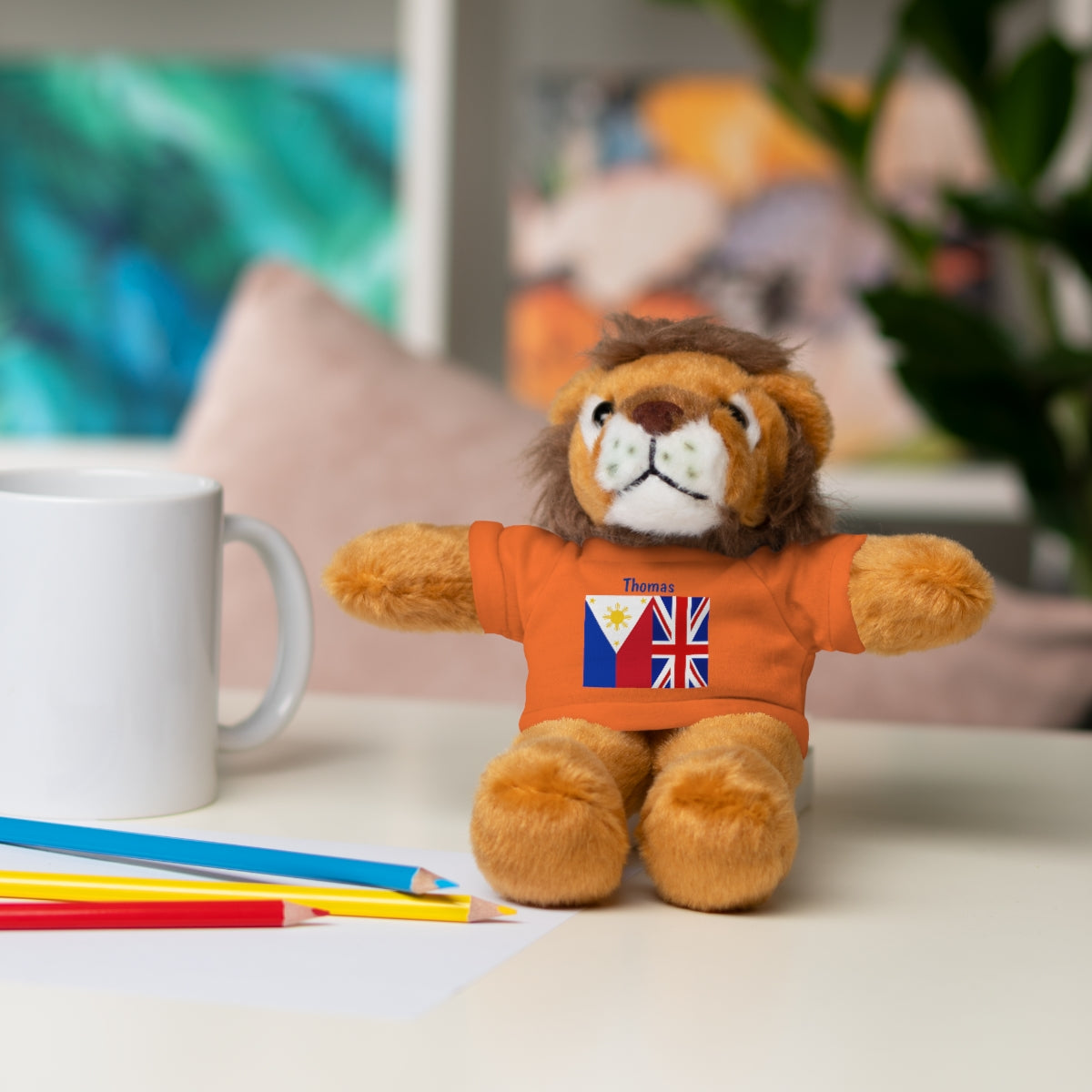 Personalized Filipino Stuffed Animal Toy with Tee | Philippines & UK Flag | Gift for kids and adults | Holiday Gifting idea