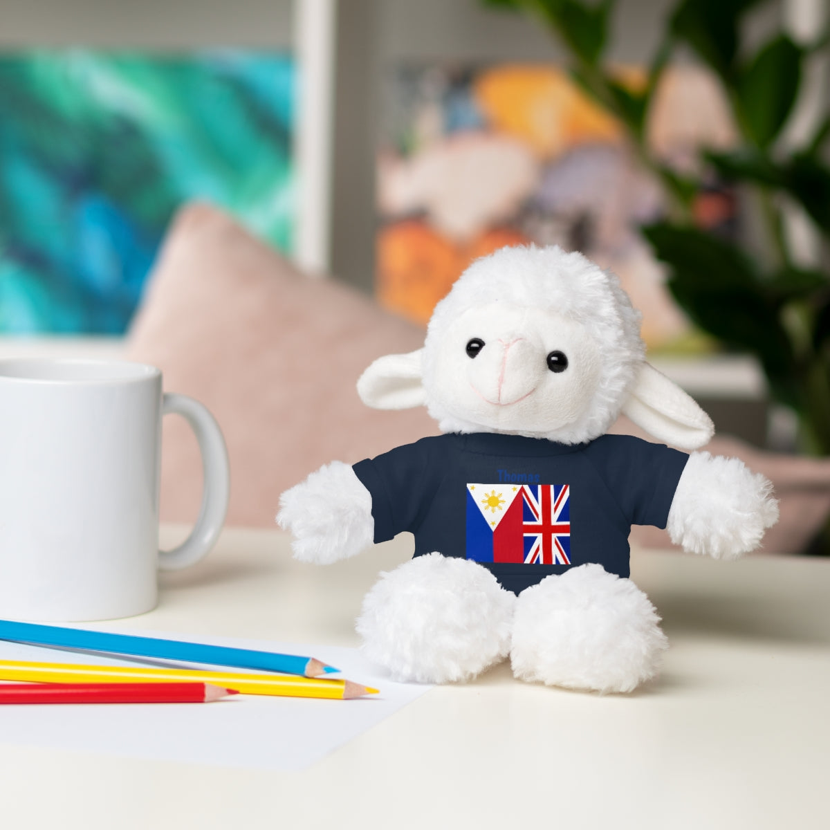 Personalized Filipino Stuffed Animal Toy with Tee | Philippines & UK Flag | Gift for kids and adults | Holiday Gifting idea