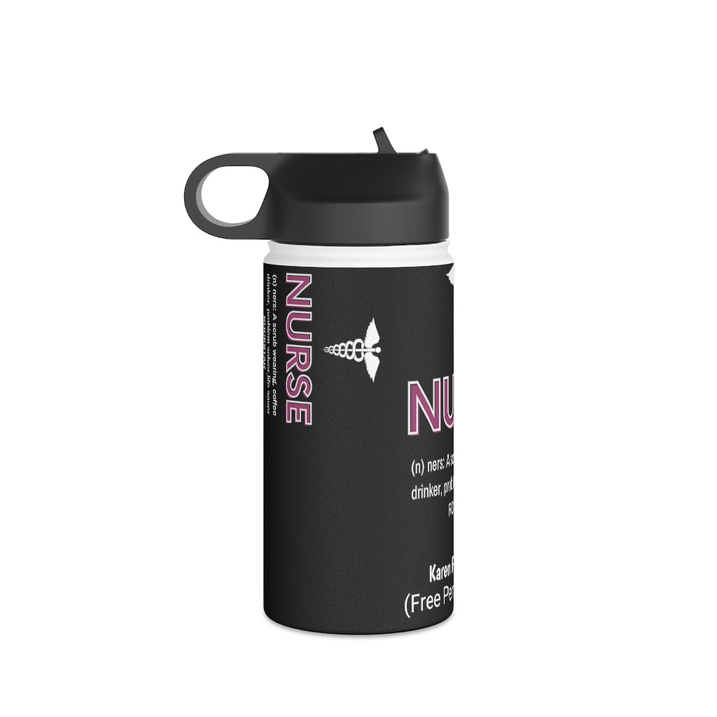 Personalized Nurse Steel Water Bottle, Standard Lid |Summer Travels, Gym water Bottle | Nurse unique Gift idea.