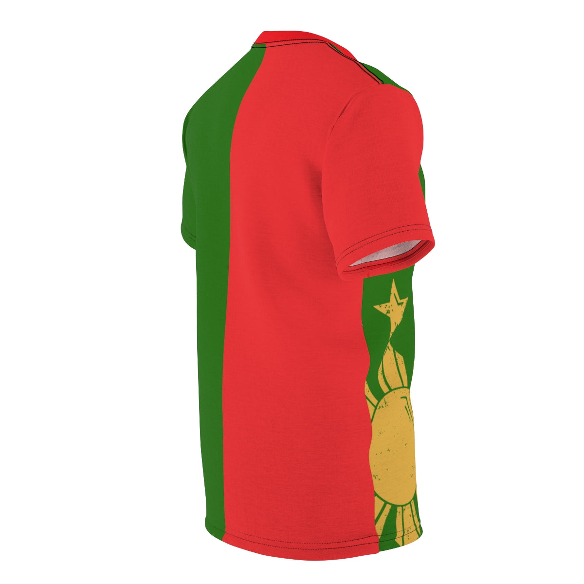 Philippine Inspired Red and Green Shirt with 3 stars and sun.