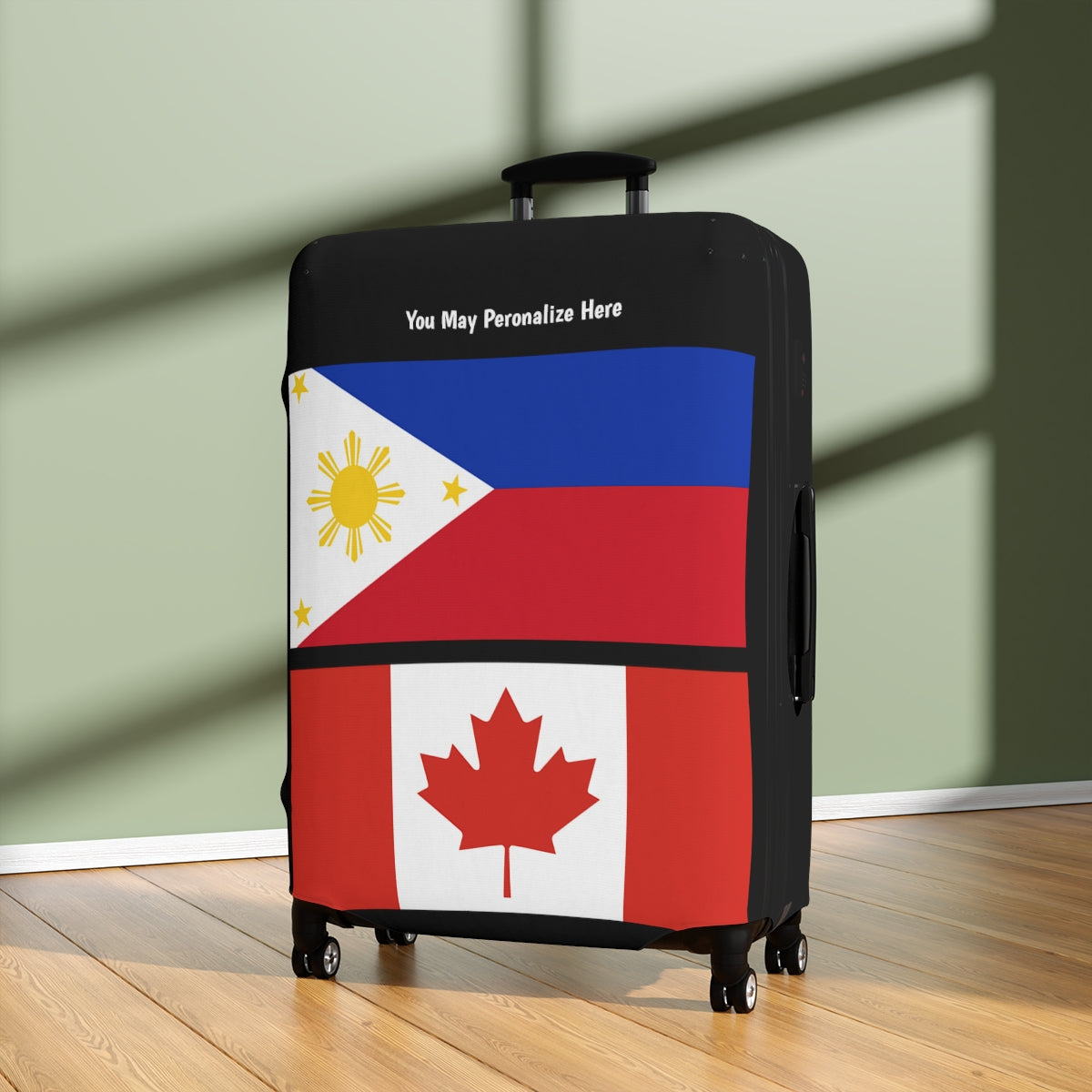 Philippines Canada Flag Luggage Cover | Personalized Suitcase Protector | Crisply Printed , Washable.