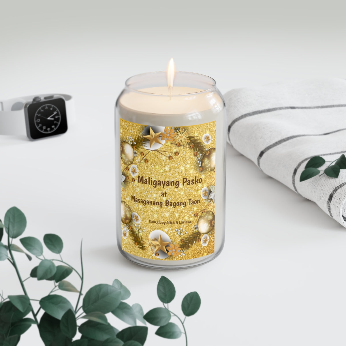 Personalized Filipino Scented Candle, 13.75oz | Maligayang pasko at Masaganang bagong Taon Scented candle