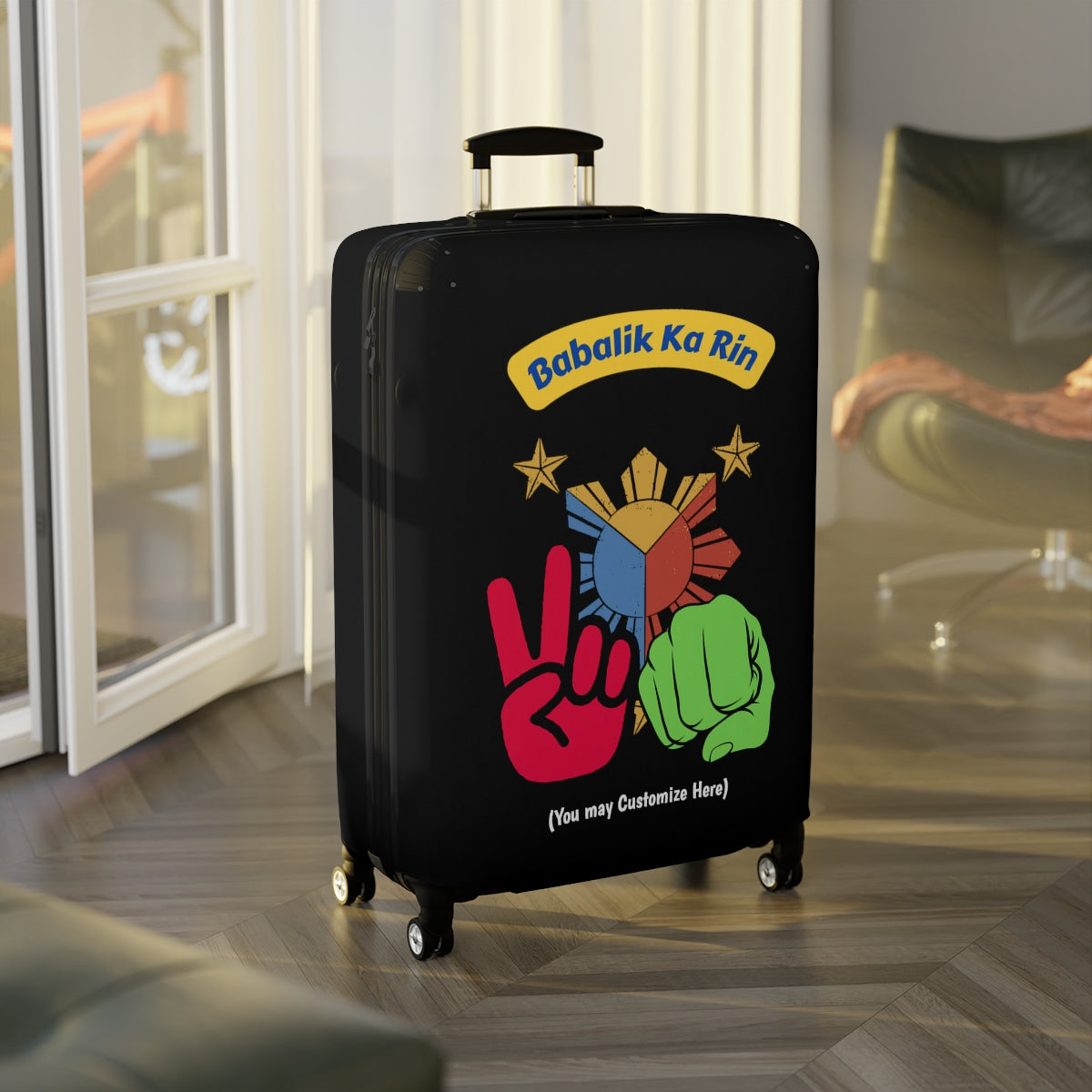 Philippines Babalik Ka Rin Luggage Cover | Personalized BBM inspired Suitcase Protector | Crisply Printed , Washable.