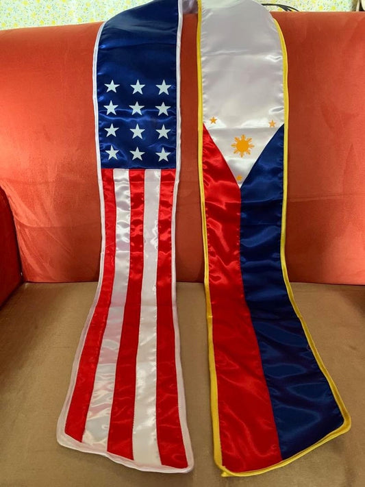 Philippines USA Mixed Flag Graduation Sash Stole |Proud Fil-Am Graduation Stole | Class 2023