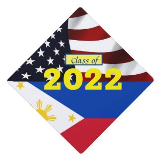 Philippines Filipino American Graduation Hat Cap Topper | Crisply printed| Filam Graduation