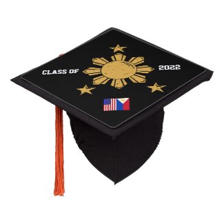 Filipino American Flag Inspired Tassel Topper | Philam graduation Hat Cap Topper